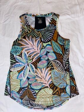 tek gear Tropical Leaf Print Tank - Black, Pink, Aqua, Tan